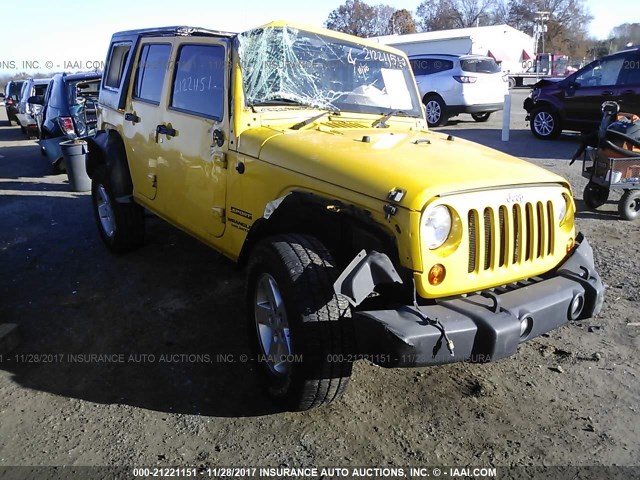 1J4BZ3H19BL532341 - 2011 JEEP WRANGLER UNLIMITE SPORT YELLOW photo 1