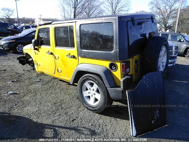 1J4BZ3H19BL532341 - 2011 JEEP WRANGLER UNLIMITE SPORT YELLOW photo 3