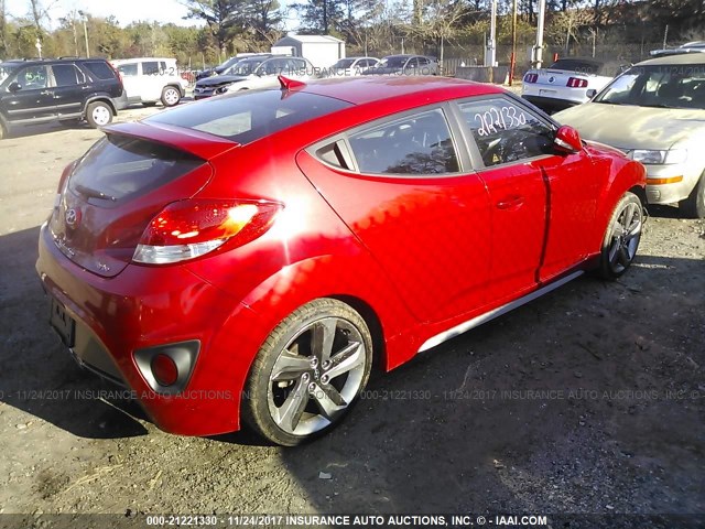 KMHTC6AE3DU123772 - 2013 HYUNDAI VELOSTER TURBO RED photo 4