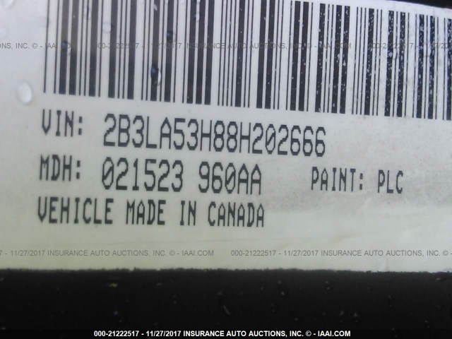 2B3LA53H88H202666 - 2008 DODGE CHARGER R/T BLACK photo 9