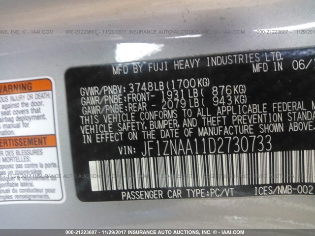 JF1ZNAA11D2730733 - 2013 TOYOTA SCION FR-S SILVER photo 9