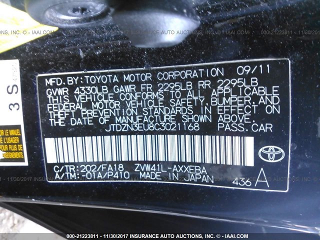 JTDZN3EU8C3021168 - 2012 TOYOTA PRIUS V BLACK photo 9