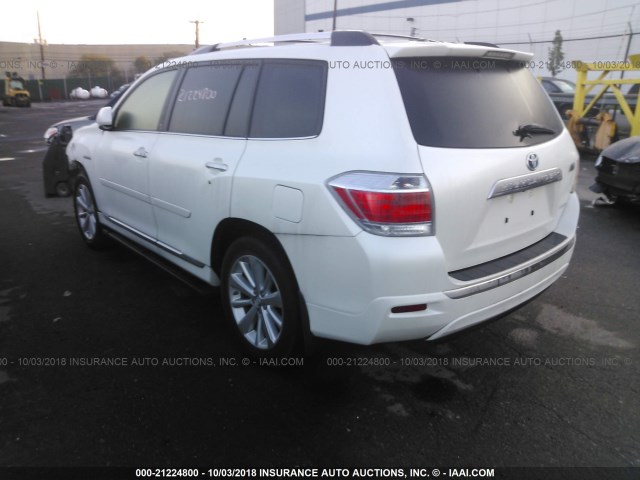 JTEDC3EH5C2010472 - 2012 TOYOTA HIGHLANDER HYBRID LIMITED WHITE photo 3