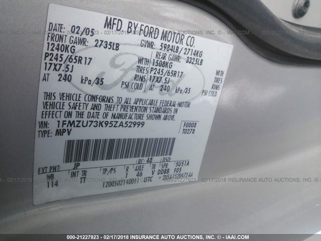 1FMZU73K95ZA52999 - 2005 FORD EXPLORER XLT/XLT SPORT/NBX 银色 照片 9