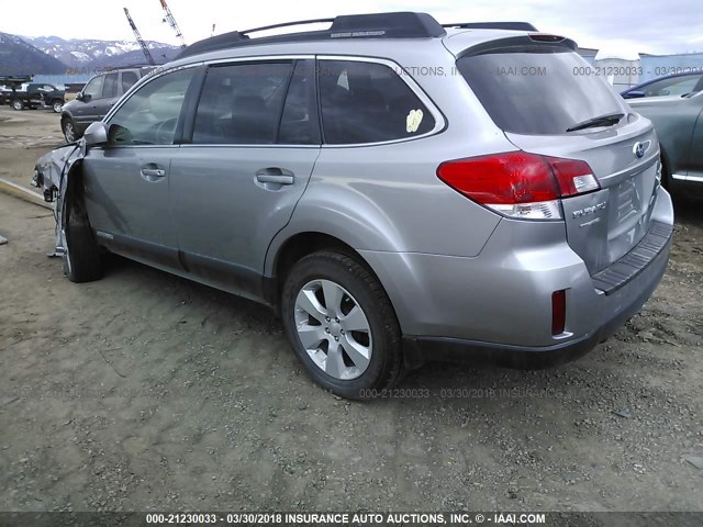 4S4BRBCC7B3360010 - 2011 SUBARU OUTBACK 2.5I PREMIUM SILVER photo 3