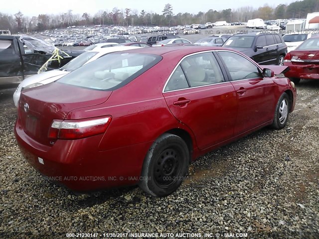 4T1BE46K77U122802 - 2007 TOYOTA CAMRY NEW GENERAT CE/LE/XLE/SE RED photo 4