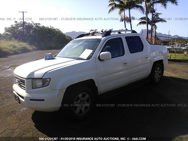 2HJYK16566H516711 - 2006 HONDA RIDGELINE RTL WHITE photo 2