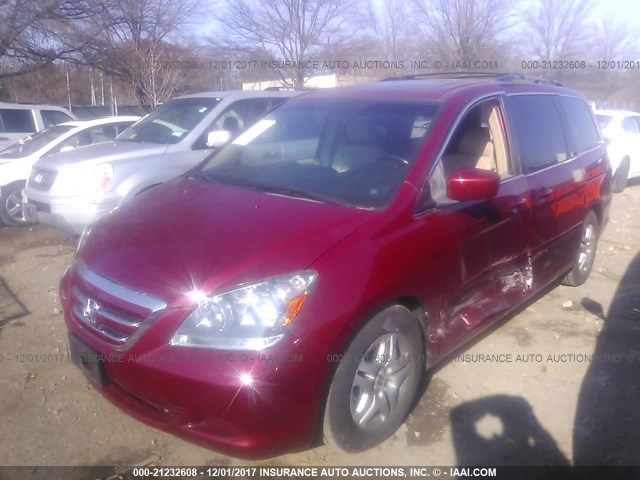 5FNRL38736B416667 - 2006 HONDA ODYSSEY EXL RED photo 2