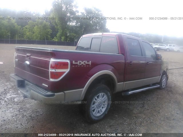 1FTFW1EF6DFB72967 - 2013 FORD F150 SUPERCREW MAROON photo 4