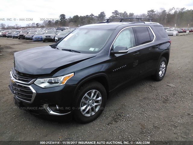 1GNEVGKW6JJ103699 - 2018 CHEVROLET TRAVERSE LT BLACK photo 2