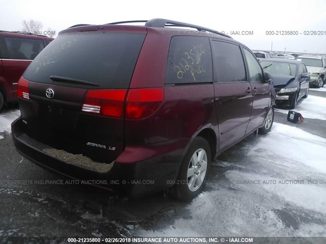 5TDZA23C44S015027 - 2004 TOYOTA SIENNA CE/LE RED photo 4