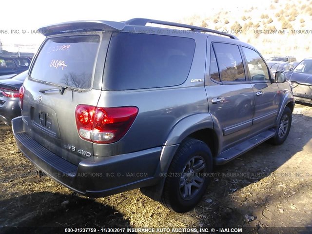 5TDBT48A95S256629 - 2005 TOYOTA SEQUOIA LIMITED GRAY photo 4