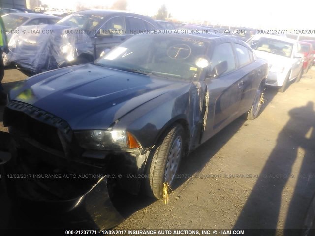 2C3CDXKT5EH364519 - 2014 DODGE CHARGER POLICE GRAY photo 2