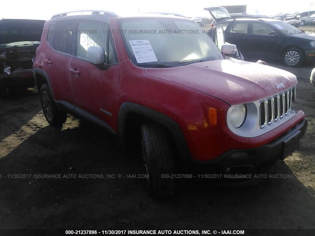 ZACCJBDT8GPD07043 - 2016 JEEP RENEGADE LIMITED RED photo 1