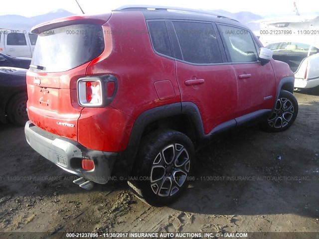 ZACCJBDT8GPD07043 - 2016 JEEP RENEGADE LIMITED RED photo 4