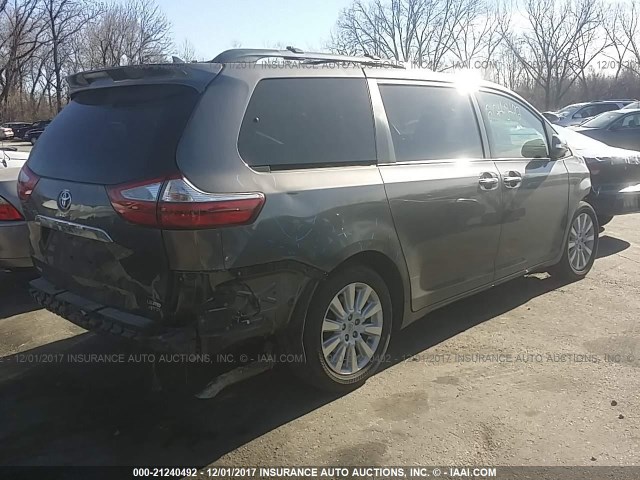 5TDDK3DC4FS097503 - 2015 TOYOTA SIENNA XLE/LIMITED GRAY photo 4