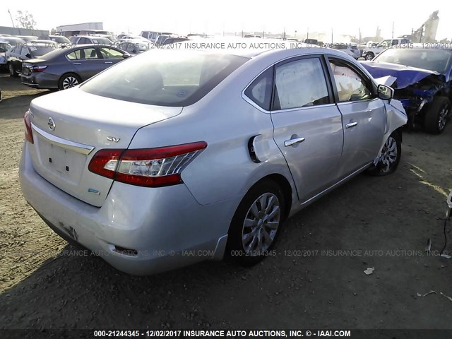 3N1AB7AP4EL674314 - 2014 NISSAN SENTRA S/SV/SR/SL SILVER photo 4