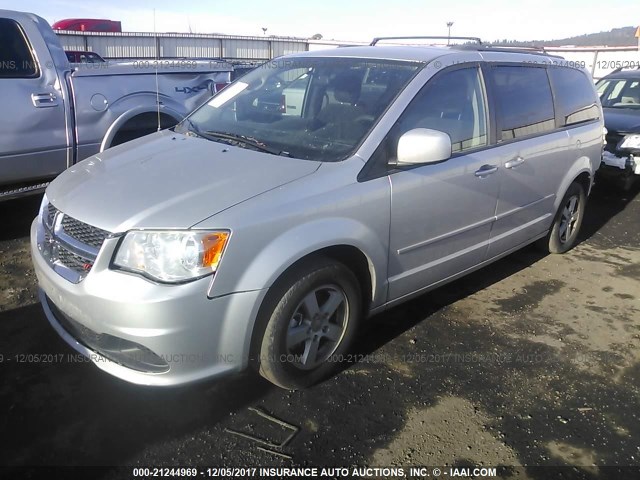 2C4RDGCG1CR295911 - 2012 DODGE GRAND CARAVAN SXT SILVER photo 2