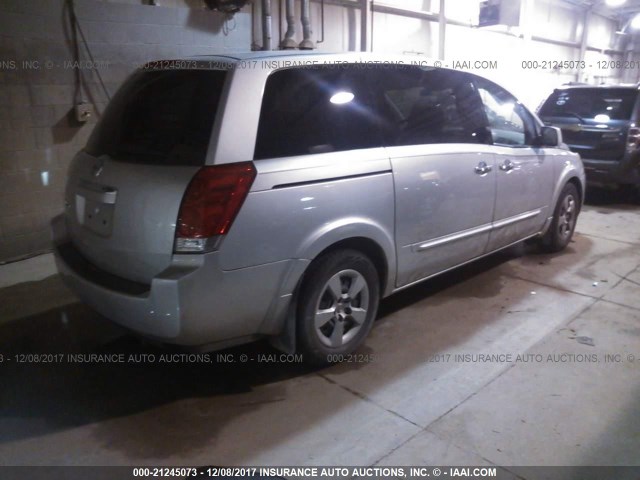 5N1BV28U08N114796 - 2008 NISSAN QUEST S/SE/SL SILVER photo 4