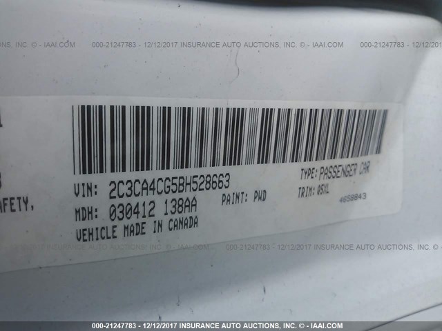 2C3CA4CG5BH528663 - 2011 CHRYSLER 300 WHITE photo 9