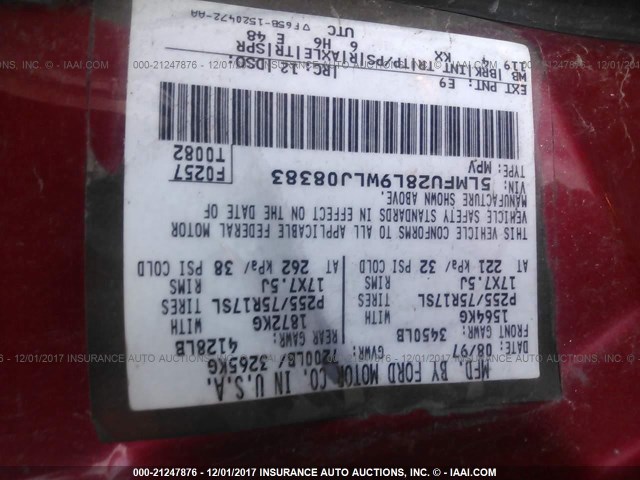 5LMFU28L9WLJ08383 - 1998 LINCOLN NAVIGATOR 红色 照片 9