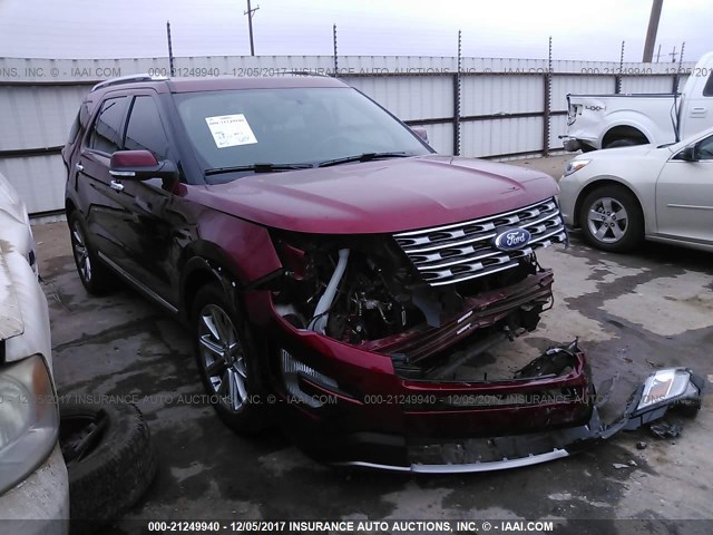 1FM5K7F80HGC46843 - 2017 FORD EXPLORER LIMITED RED photo 1