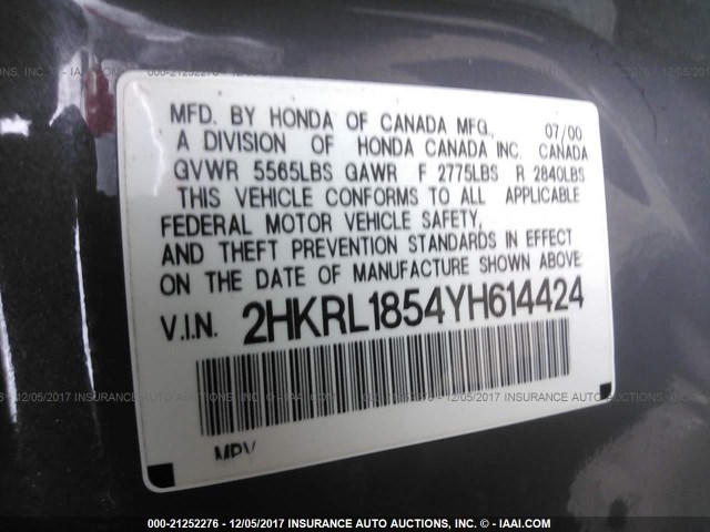 2HKRL1854YH614424 - 2000 HONDA ODYSSEY LX GRAY photo 9