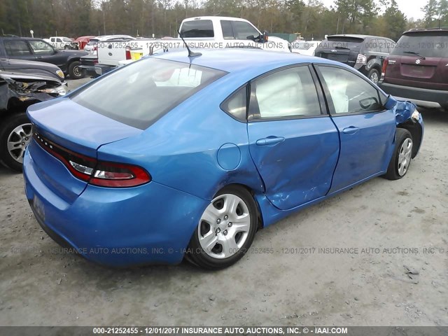 1C3CDFAA7FD307151 - 2015 DODGE DART SE BLUE photo 4