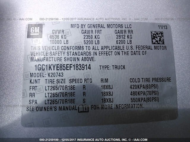 1GC1KYE85EF183914 - 2014 CHEVROLET SILVERADO K2500 HEAVY DUTY LTZ SILVER photo 9