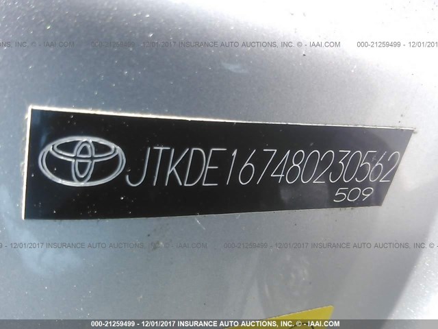 JTKDE167480230562 - 2008 TOYOTA SCION TC 银色 照片 9