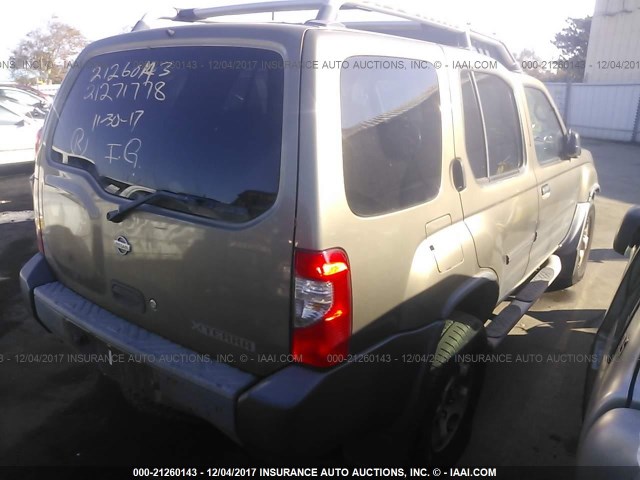 5N1ED28T61C589202 - 2001 NISSAN XTERRA XE/SE TAN photo 4