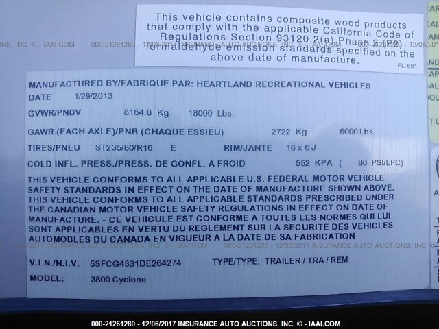 5SFCG4331DE264274 - 2013 HEARTLAND CYCLONE  黑色 照片 9