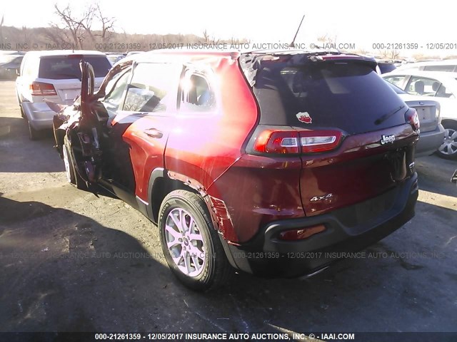 1C4PJMCS7FW610841 - 2015 JEEP CHEROKEE LATITUDE MAROON photo 3