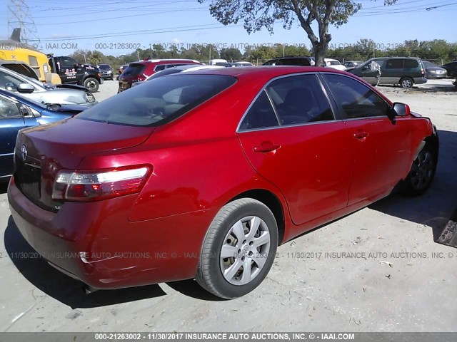 4T1BE46K67U185650 - 2007 TOYOTA CAMRY NEW GENERAT CE/LE/XLE/SE RED photo 4