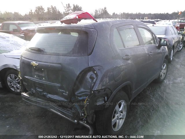 3GNCJNSB2GL135796 - 2016 CHEVROLET TRAX LS GRAY photo 4