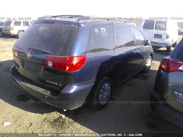 5TDZK23CX7S052231 - 2007 TOYOTA SIENNA CE/LE BLUE photo 4