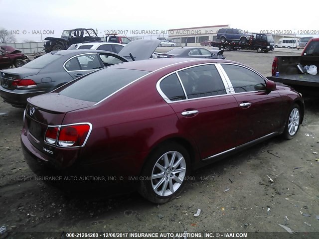 JTHBH96S065029507 - 2006 LEXUS GS GENERATION 200 300 BURGUNDY photo 4