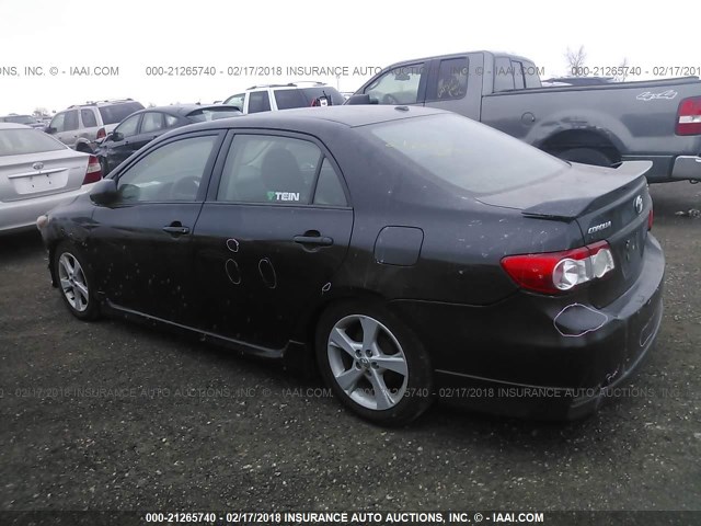 2T1BU4EE9BC693703 - 2011 TOYOTA COROLLA S/LE BLACK photo 3