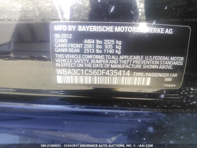 WBA3C1C56DF435414 - 2013 BMW 328 I SULEV BLACK photo 9