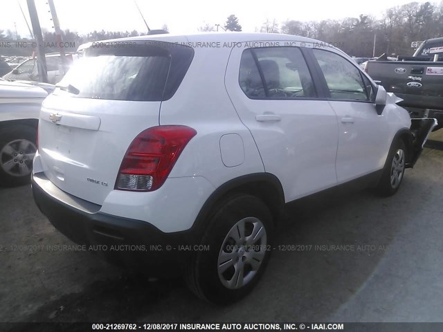 3GNCJKSB7GL254023 - 2016 CHEVROLET TRAX LS WHITE photo 4