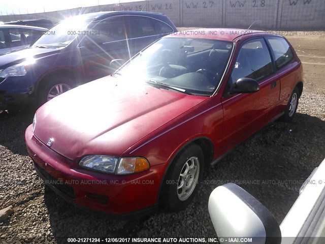 2HGEH2377SH503429 - 1995 HONDA CIVIC VX RED photo 2