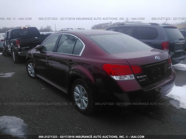 4S3BMCA64C3035810 - 2012 SUBARU LEGACY 2.5I MAROON photo 3