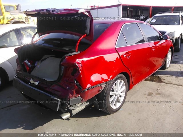 4T1BD1FK2CU006578 - 2012 TOYOTA CAMRY HYBRID/LE/XLE 红色 照片 4