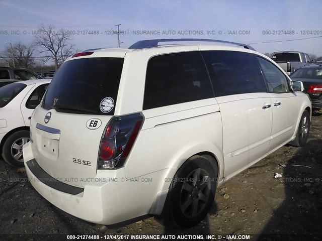 5N1BV28U09N106053 - 2009 NISSAN QUEST S/SE/SL WHITE photo 4