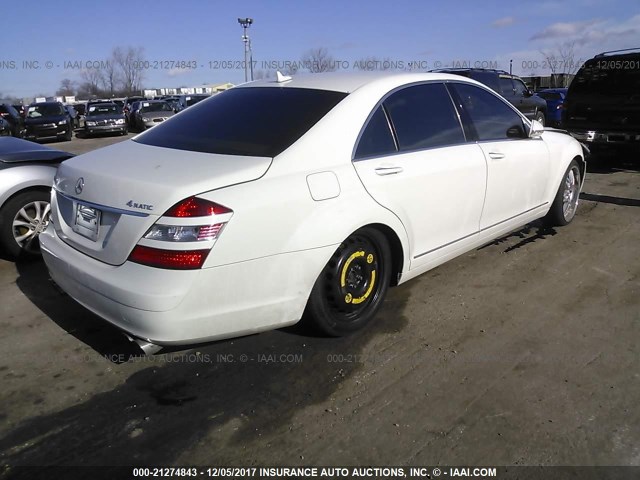 WDDNG86X68A219903 - 2008 MERCEDES-BENZ S 550 4MATIC WHITE photo 4