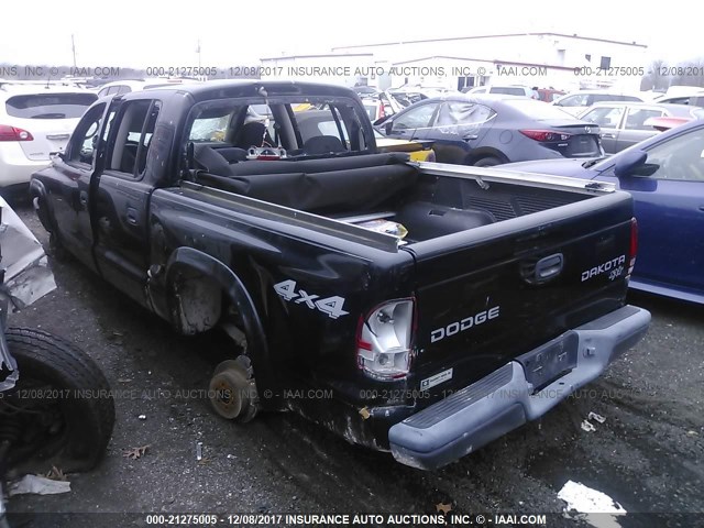 1D7HG38K04S555892 - 2004 DODGE DAKOTA QUAD SPORT BLACK photo 3