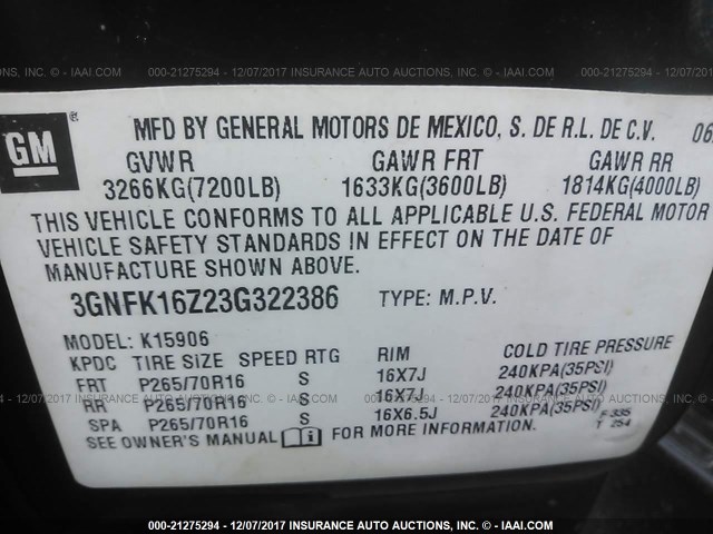 3GNFK16Z23G322386 - 2003 CHEVROLET SUBURBAN K1500 BLACK photo 9