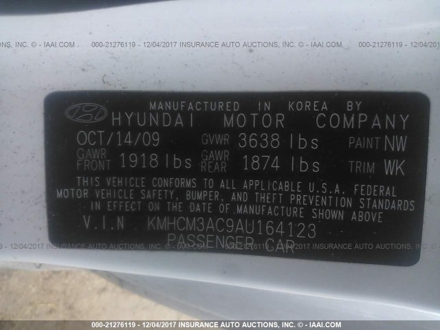 KMHCM3AC9AU164123 - 2010 HYUNDAI Accent BLUE/GS WHITE photo 9