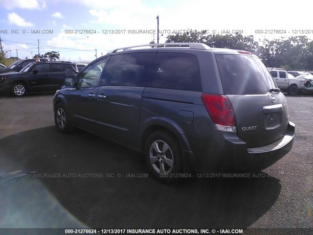 5N1BV28U67N126630 - 2007 NISSAN QUEST S/SE/SL GRAY photo 3