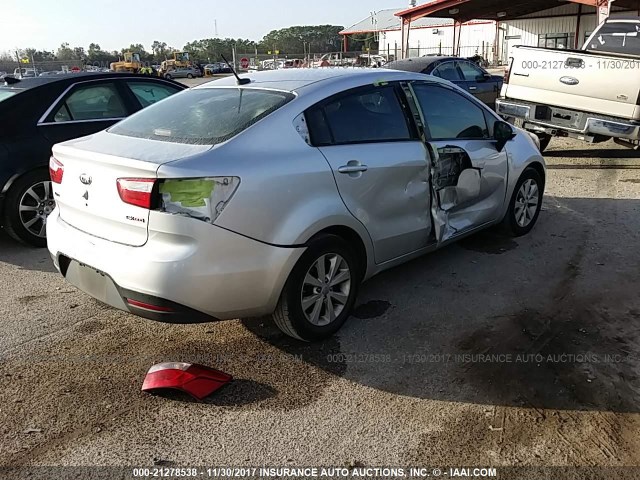 KNADN4A37D6146754 - 2013 KIA RIO EX/SX SILVER photo 4